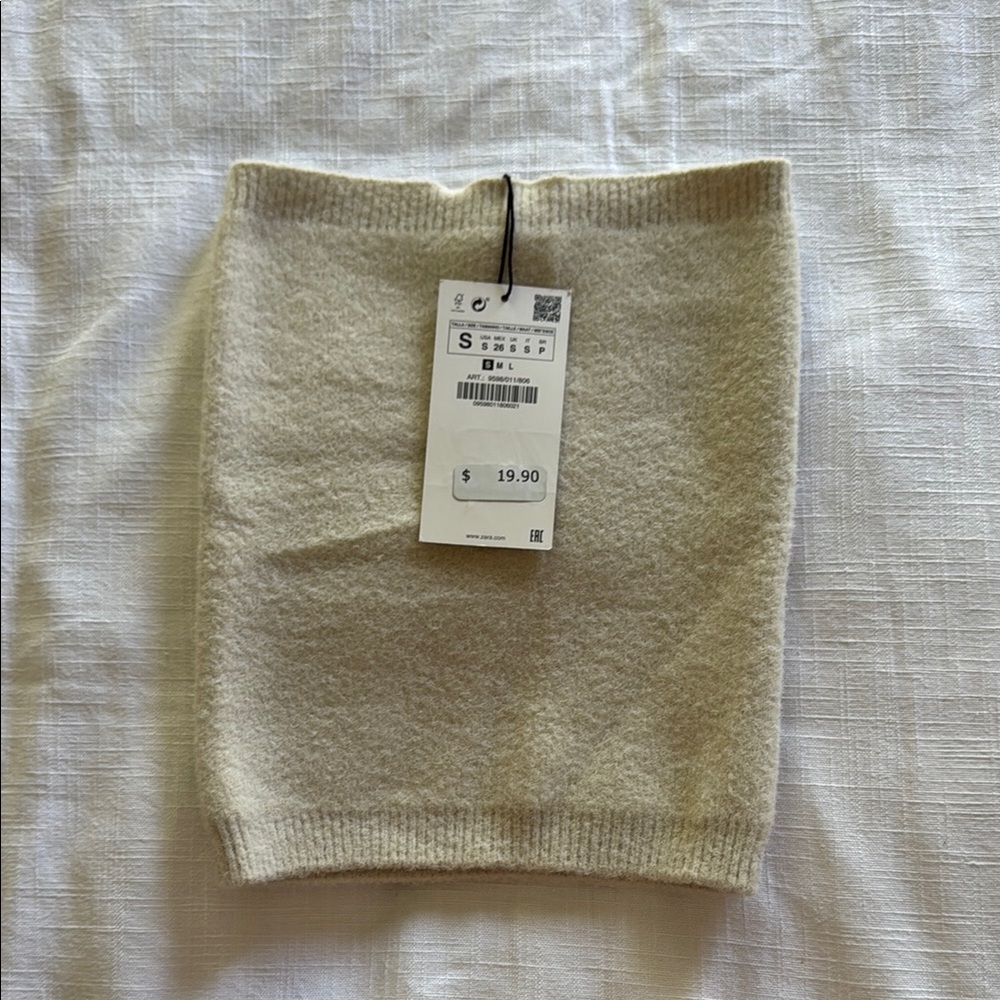 Zara Cream Ribbed Pencil Tank Top